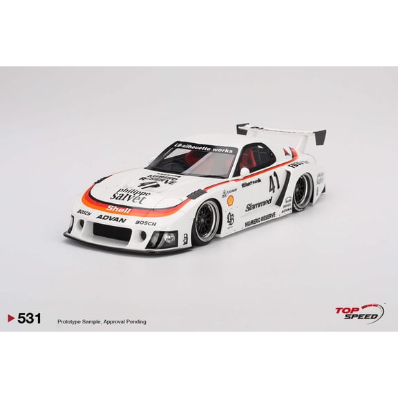 Top Speed TS0531 Mazda RX-7 LB-Super Silhouette No.41 Numero Reserve White 1-18 Scale Model Car