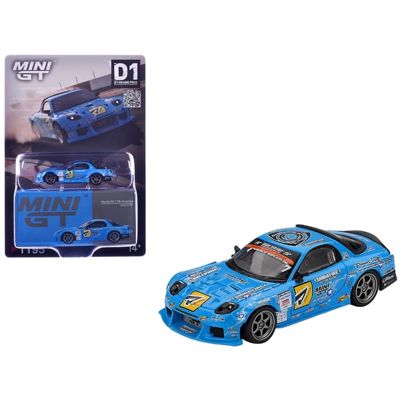 Mazda RX-7 RE-Amemiya RHD (Right Hand Drive) Blue with Graphics "D1GP" (2025) Limited Edition 1/64 Diecast Model Car by Mini GT