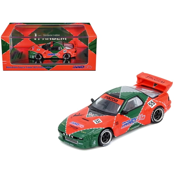 Mazda RX7 (FC3S) "Pandem Aero" RHD #55 Red & Green "Hong Kong Toycar Salon 2025 Event Ed" 1/64 Diecast Model Car by Inno Models