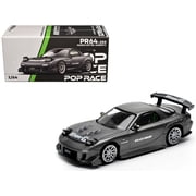 Mazda RX7 FD RE Amemiya Widebody RHD Gunmetal Gray Metallic with Carbon Hood 1/64 Die Cast Model Car by Pop Race