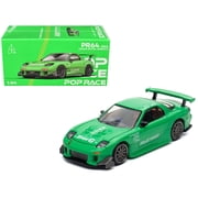Mazda RX7 RE Amemiya Widebody RHD Right Hand Drive Green 1/64 Die Cast Model Car by Pop Race