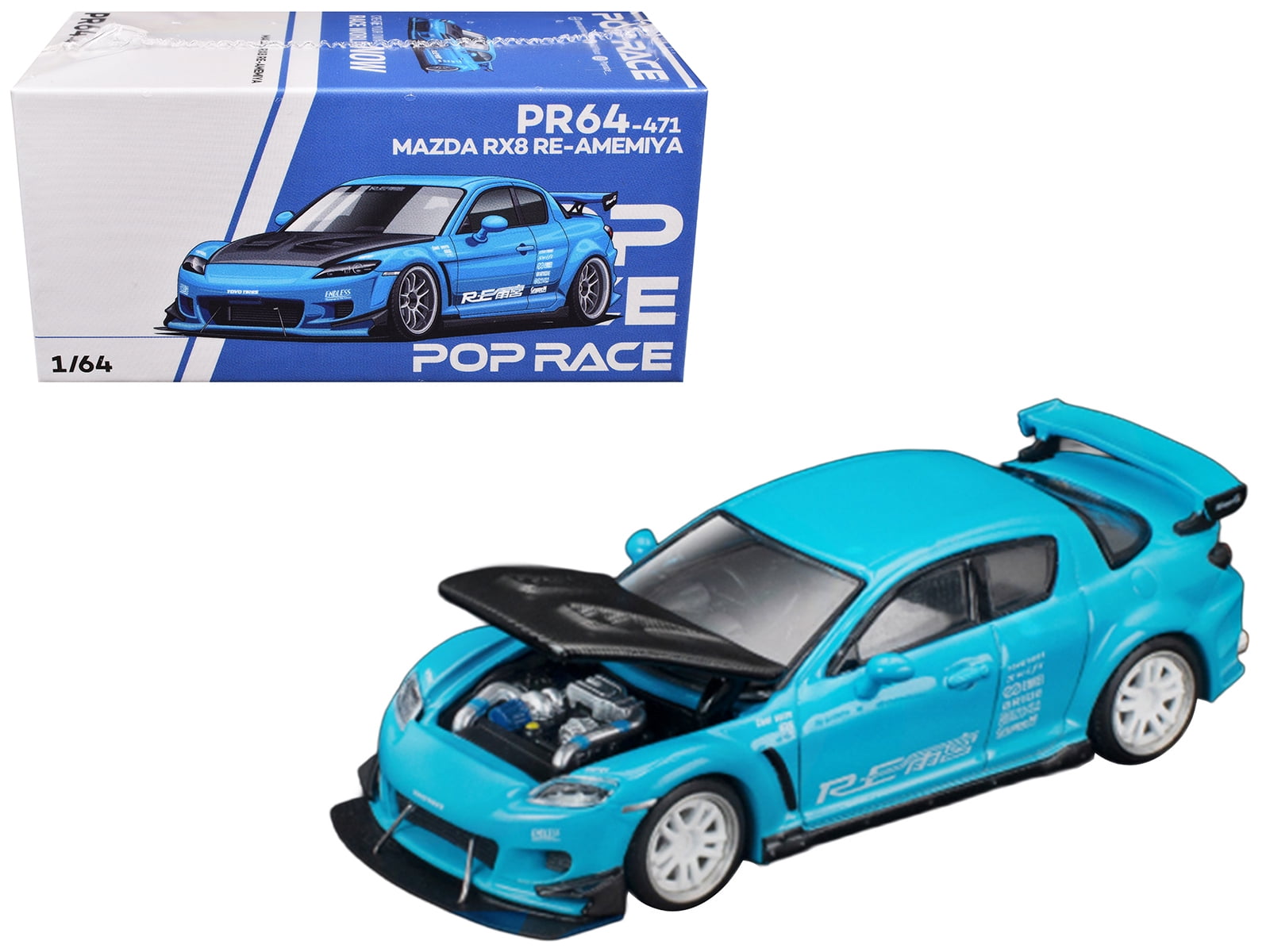 Mazda RX8 RE Amemiya RHD Light Blue with Carbon Hood 
