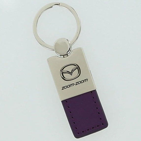 Mazda Zoom Zoom Keychain & Keyring - Duo Premium Purple Leather