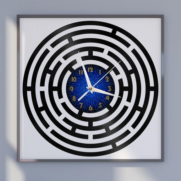 Maze 12 Inch Vinyl Record Wall Clock - Silent, Creative, and Unique Clock for Living Room, Entryway, or Bedroom Decor - Perfect Gift Idea(12 inchs B without LED)
