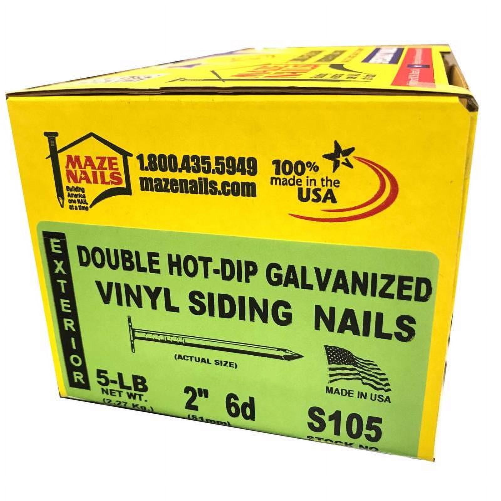 MAZE NAILS Vinyl Siding Nails, Steel Shank, Large Head, 2-In., 5 Lbs. S105-5