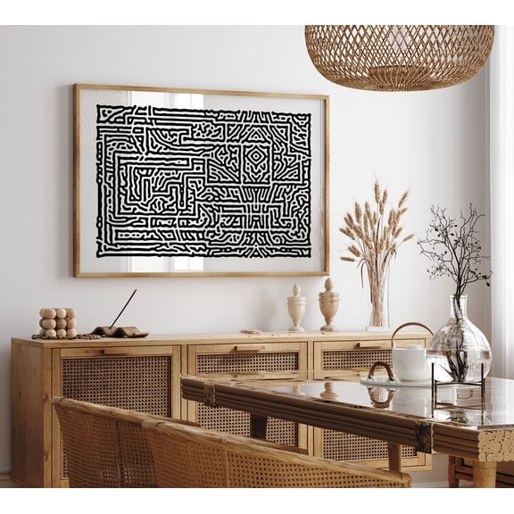 Maze Poster, Maze Art, Maze Print, Black and White Wall Art Maze Pattern, Maze Art Print, Maze Poster, Maze Wall Art, Maze Print, Unframed Poster Size 12x18