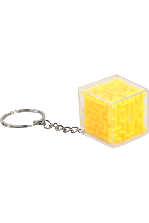 Maze Puzzle Box - Keychain for Kids and Teens (Yellow)