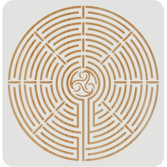 Maze Stencil 11.8x11.8inch Reusable Meditation Maze Drawing Stencil Mandala Dot Painting Templates Meditation Stencil for Painting on Wall Floor Furniture and Paper White