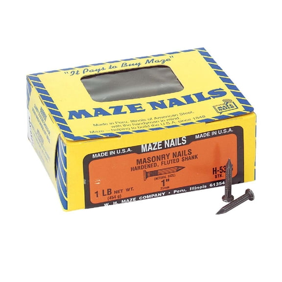 Maze W H Masonry Nail Fluted - 9 Ga Hardened Steel - 176 Ct, 1 In