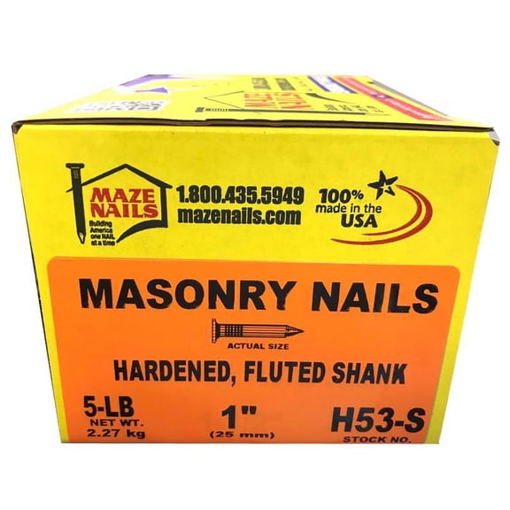Maze W H Maze 5037756 1 in. 5 lbs Masonry Heat Treated Carbon Steel Nail Flat Head, Black Construction & DIY Use, Standard Hardware Spec