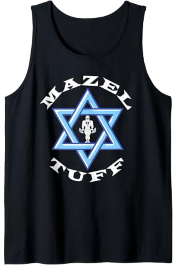 Mazel Tuff Strong Gym Jew Weightlifting Rabbi Hanukkah Tank Top Size S-3XL