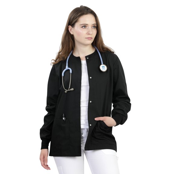 Mazel Uniforms Knit Cuffs 2-Pocket Snap-Front Scrub Jacket (Women's)