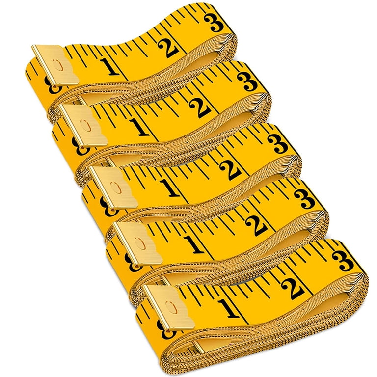 5 Pack Retractable Body Measuring Tape - Dual Scale (Inch & CM) For Tailoring, Sewing & Waist Measurements