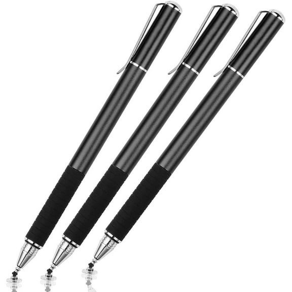 Mazepoly Capacitive Stylus Pen,(Disc and Fiber Tip 2-in-1 Series) High Sensitivity and Precision,Stylus for iPad,iPhone and Other Touch Screens Devices, Black(Pack of 3)