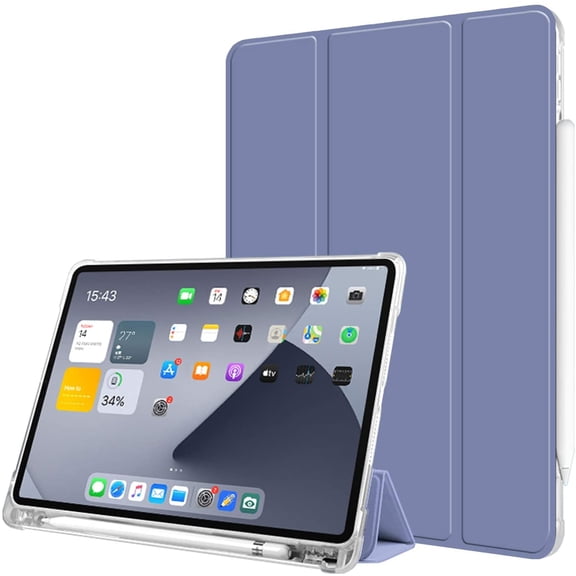 Mazepoly Case iPad Air 4 2020 10.9 Inch 4th Generation Case, Ultra Slim Trifold Stand Auto Sleep/Wake Soft TPU Shockproof Case with Pencil Holder, Purple