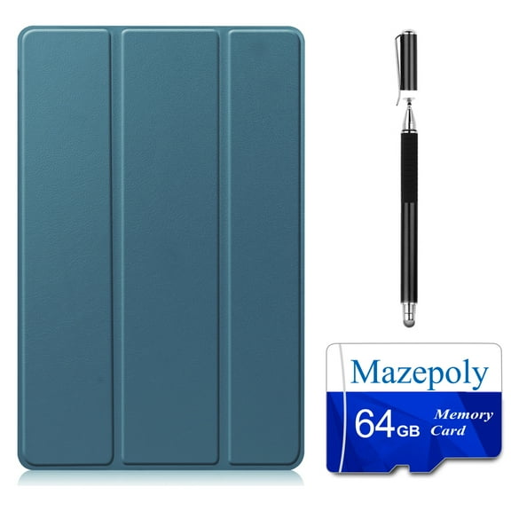 Mazepoly Galaxy Tab A7 (SM-T500/T505/T507) Accessories Bundle: Samsung Tab A7 10.4 inch Smart Teal Case, 64GB Memory Card with adapter and Disc and Fiber Tip 2-in-1 Stylus Capacitive Pen