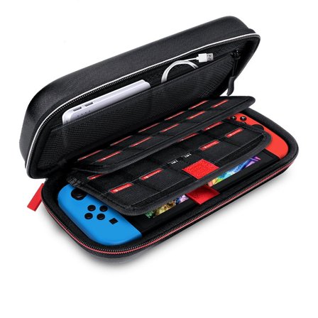 Mazepoly PU Leather Carry Case for Nintendo Switch Portable Travel Case with 29 Game Cards and 2TF Cards Storage, Black