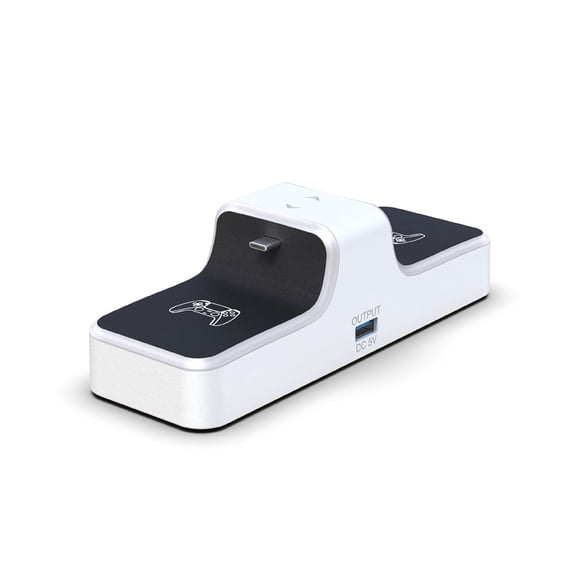 Pre-Owned Mazepoly Portable Type-C Fast Charging Dual Charger Station Dock with LED Indicator Lamp for PS5 Wireless Controller, Charge up to Two Dualsense Wireless Controllers