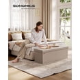 thumbnail image 1 of SONGMICS Mazie Collection - 43 Inches Folding Storage Ottoman Bench, Synthetic Leather, Heavy - Duty up to 660 lb Load, Multifunctional, Camel Brown, 1 of 5