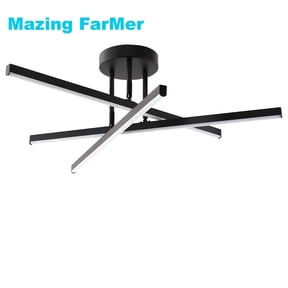 Mazing FarMer Modern LED Semi Flush Mount Ceiling Light, Matte Black Integrated LED Ceiling Fixture with Stepless Wall Switch Dimming for Bedroom Living Room Dining Room