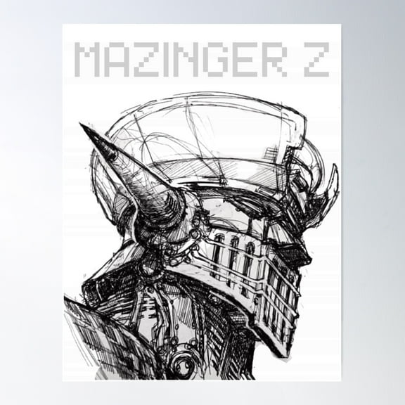 Mazinger Z Black And White Poster Wall Art, Modern Wall Decor For Living Room Bedroom, 12x18 UNFRAMED