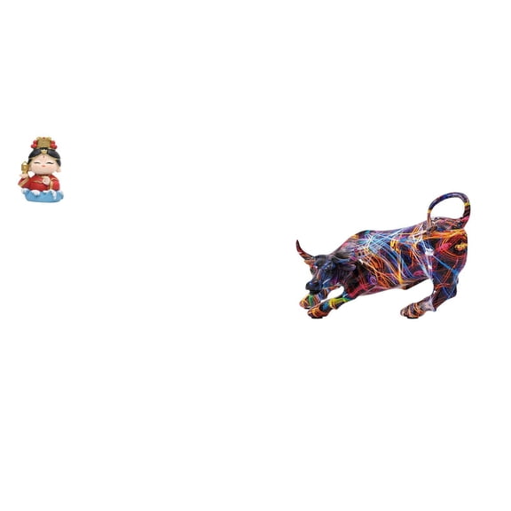 Mazu Mother Statue Resin Bull Sculpture Collectible Ornament Artistic Colorful Finish for Home Cabinet Mantel