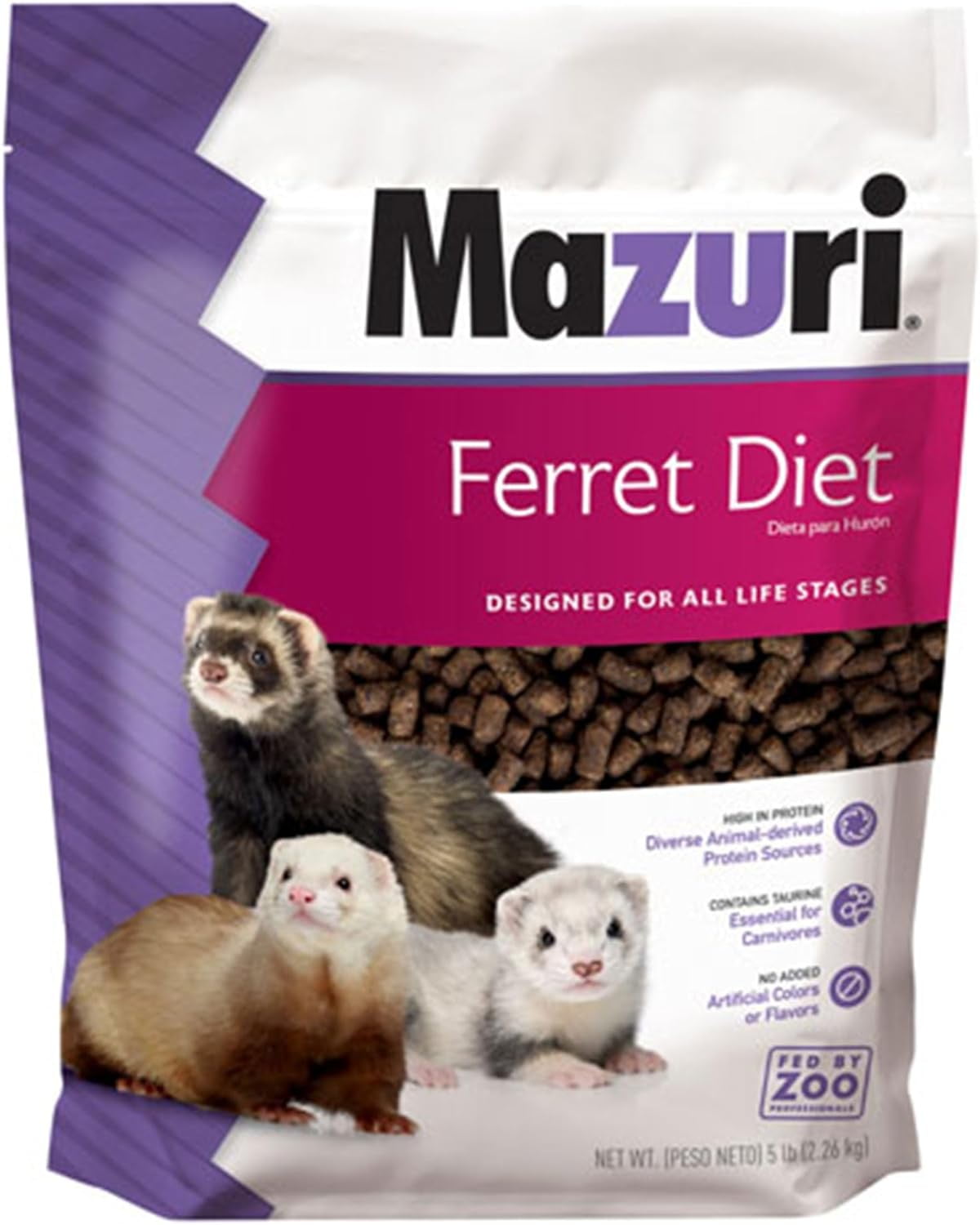 Mazuri Ferret Diet, Nutritionally Complete Food for Ferrets, 5 lbs