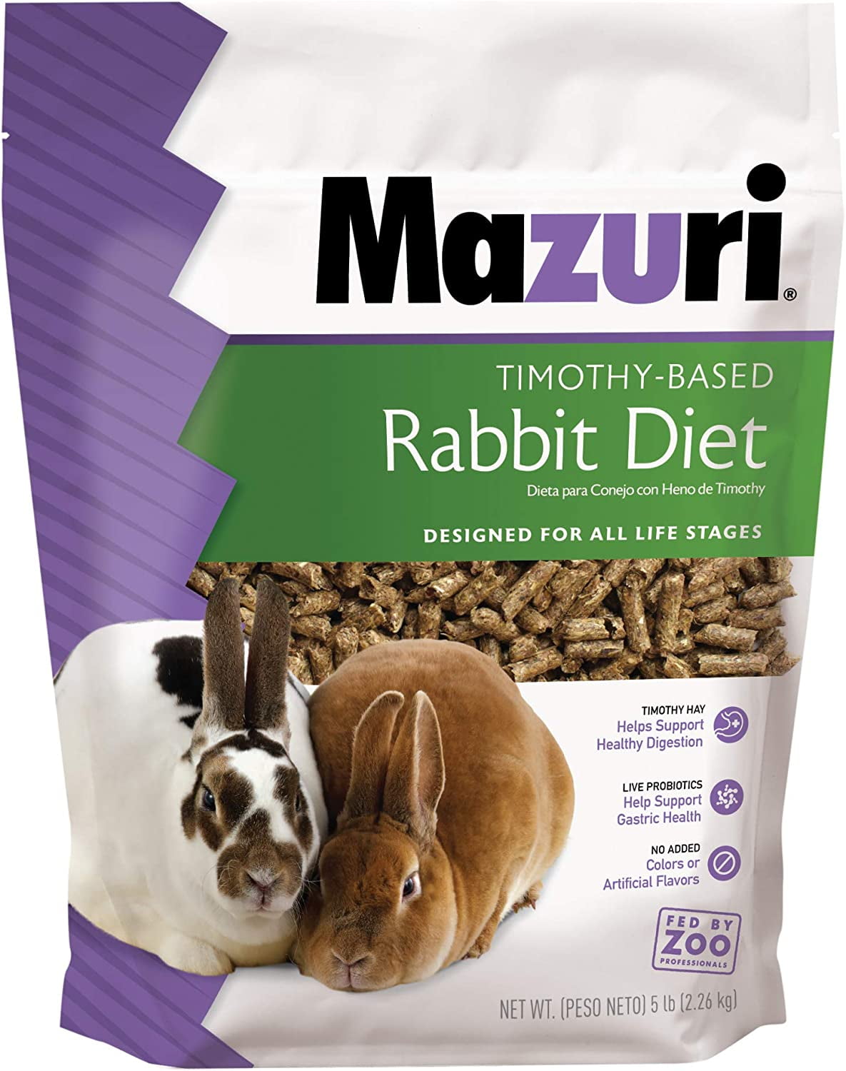 Mazuri | Nutritionally Complete Timothy Hay-Based Rabbit Food | 5 Pound (5 lb.) Bag
