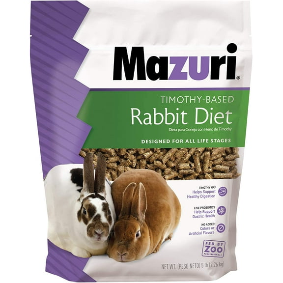 Mazuri | Nutritionally Complete Timothy Hay-Based Rabbit Food | 5 Pound (5 lb.) Bag