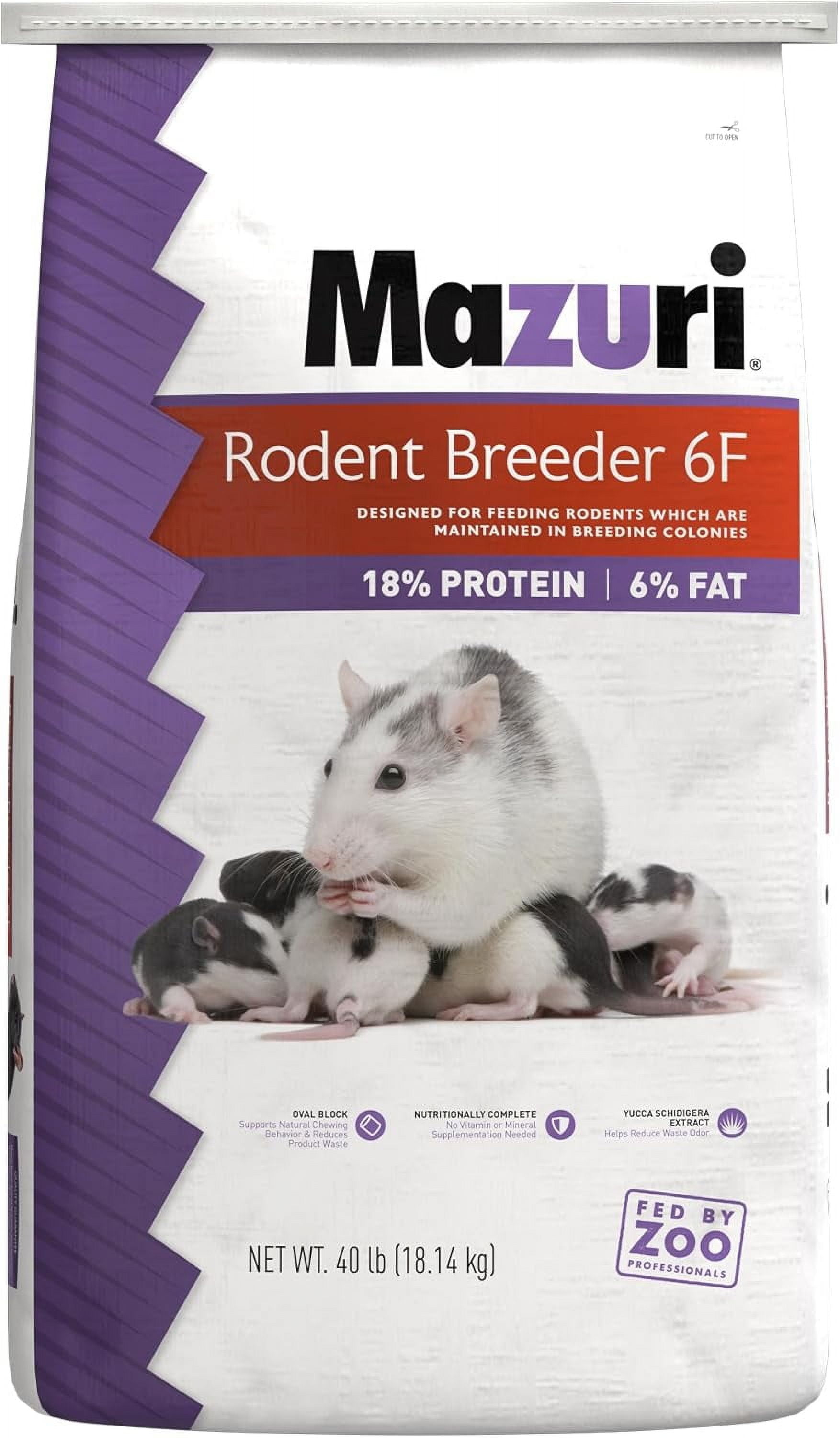 Mazuri Rodent Breeder 6F Diet, Rat Food & Mouse Food, 18% Protein 6% Fat, 40 lbs