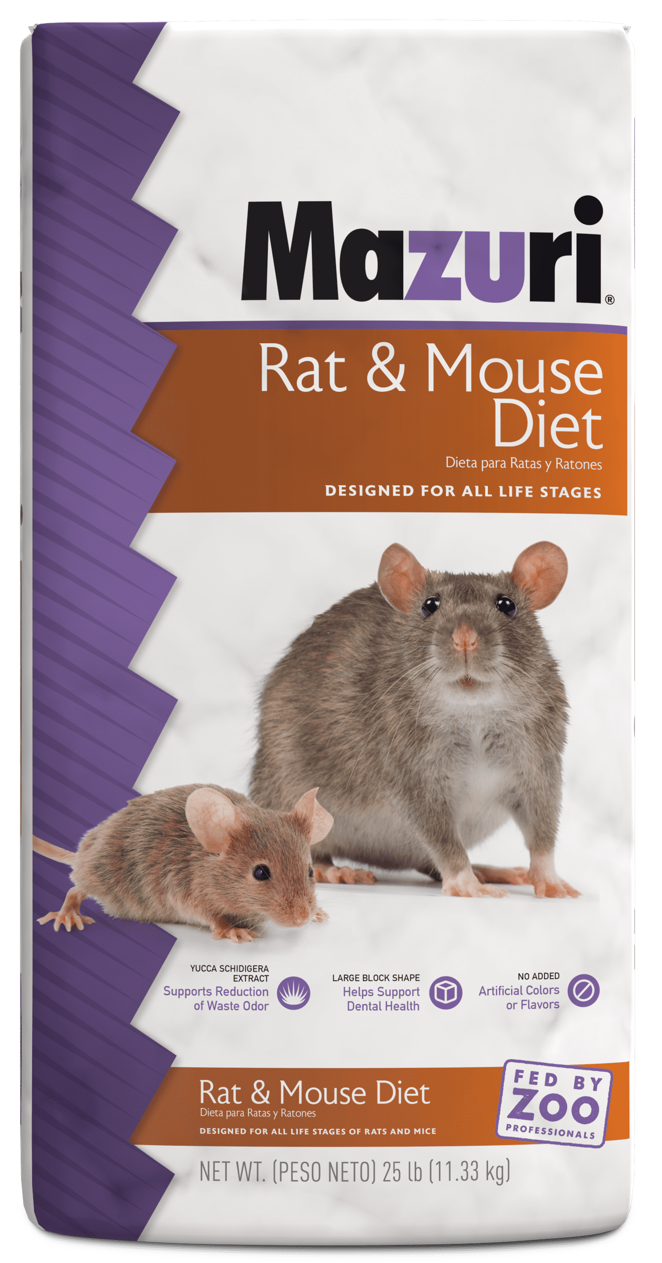 Mazuri Rodent Nutritionally Complete Rat and Mouse Food, Ammonia-Reduction Formula, 25 lbs
