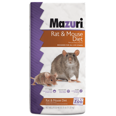 Mazuri Rodent Nutritionally Complete Rat and Mouse Food, Ammonia-Reduction Formula, 25 lbs