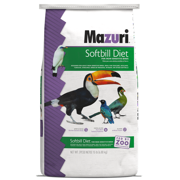 Mazuri Softbill Diet for Iron-Sensitive Birds, 15lb Bag