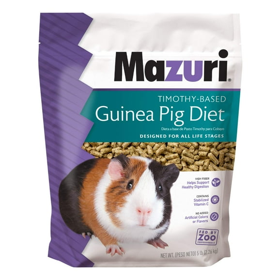 Mazuri Timothy-Based Guinea Pig Food, Food for Guinea Pigs, 5 lbs
