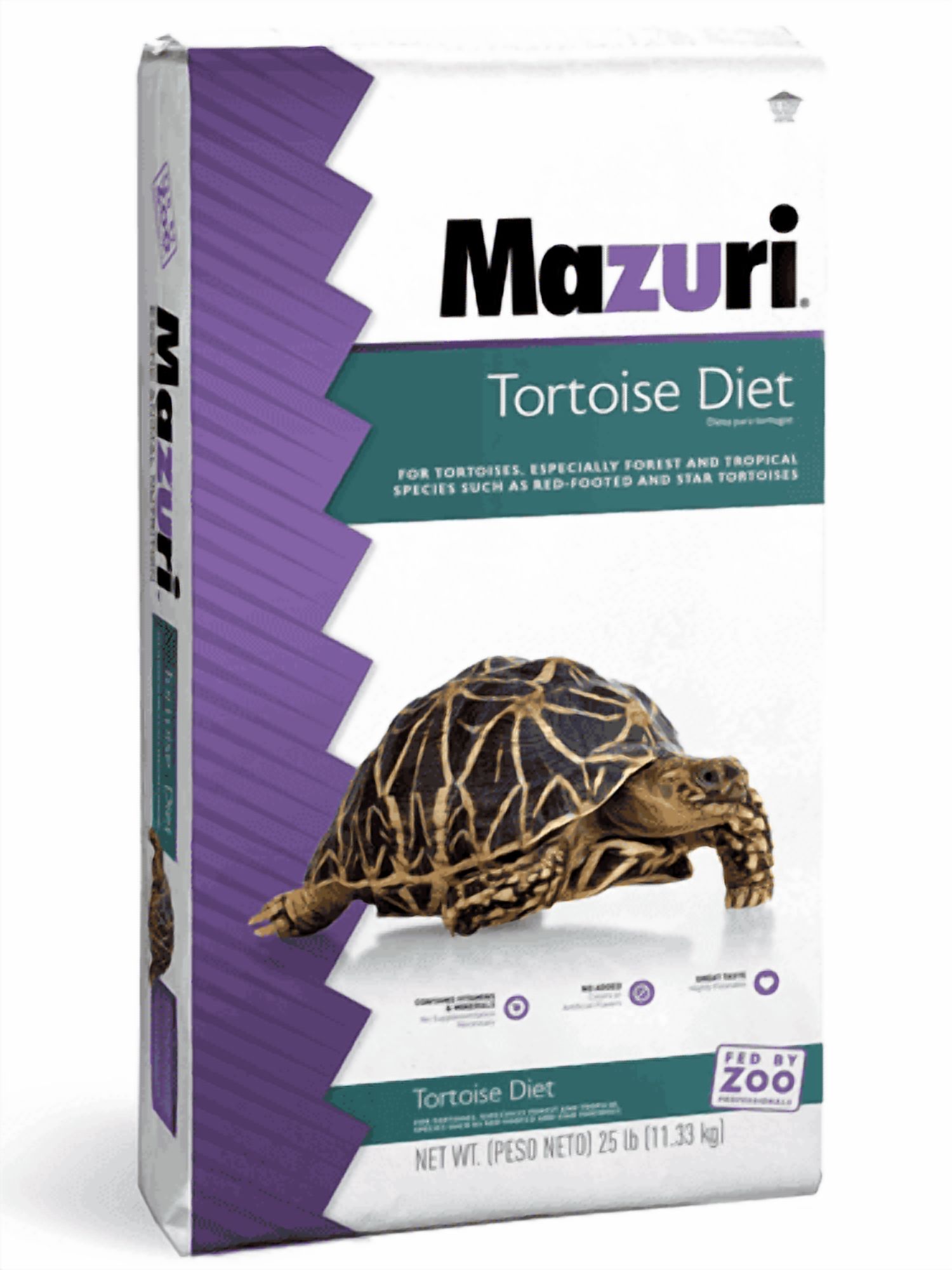 Mazuri Tortoise Diet, Feed for Tortoises, Burmese, Indian Star, Elongated, Red-footed Tortoises, Adult Box and Wood Turtles, 25 lbs