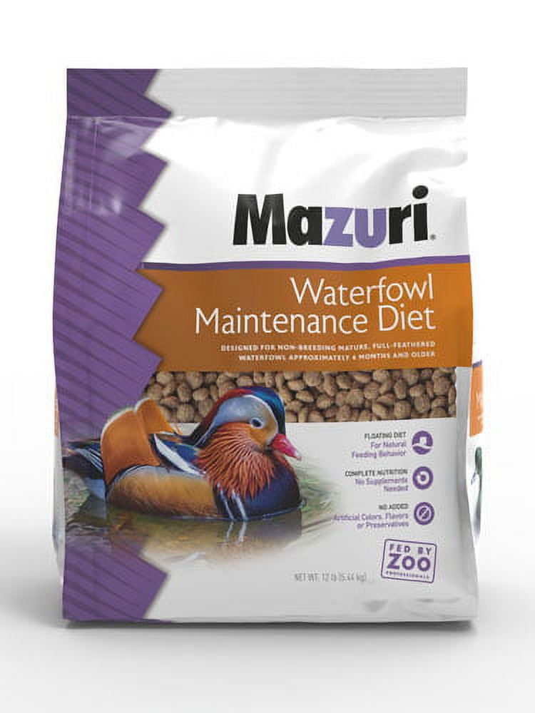 Mazuri Waterfowl Maintenance, Waterfowl Food for Ducks and Geese, 12 lbs