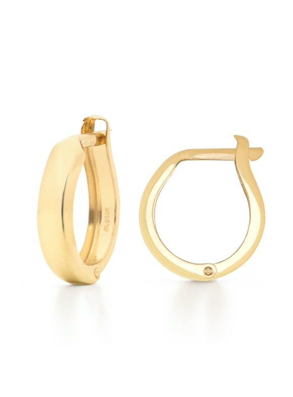 Mazzeri 14k Solid Gold Huggie Hoop Earrings for Women, 2.5mm Wide with Hinged Closure, Hypoallergenic, Flat Polished Gold Huggie Earrings 14k Real Gold For Women and Men