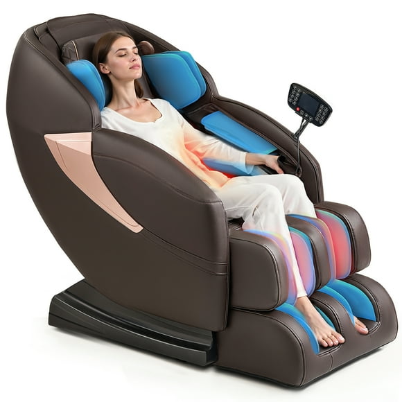 Mazzup Massage Chair Full Body, Shiatsu Zero Gravity Massage Chair with Fully Assembled, LCD Screen, Lower Back and Calf Heating, Air Compression, Brown