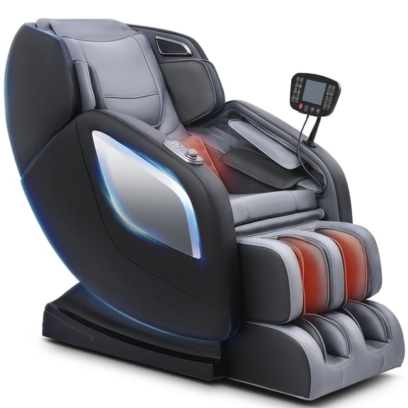 Mazzup Full Body Zero Gravity Shiatsu Massage Chair with Fully Assembled, LCD Screen, Shortcut Keys, USB Charging Port, Heat, Ideal Gift for Loved Ones, Parents, Balck
