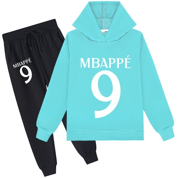 Mbappé Boys Girls Graphic Cotton Sweatshirt Pullover Spring Autumn Sweatpants 2 Pieces Sweatsuit Outfit Sets