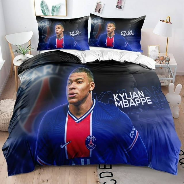 Mbappe 3in1 Bedding Set Bed Sheet Duvet Cover Pillowcase Bedroom Home Washable