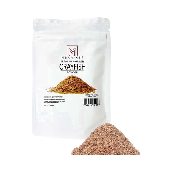 Mbariket Premium Ground Crayfish Powder (1 oz) Bold Umami Crawfish Seasoning for Rice, Soups, Chicken, Seafood & Grilling