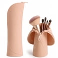 thumbnail image 1 of Mber Makeup Brush Case, Portable Silicone Makeup Brush Bag, Stand-Up Holder, Cosmetic Organizer Travel Pouch, Khaki, 1 of 5