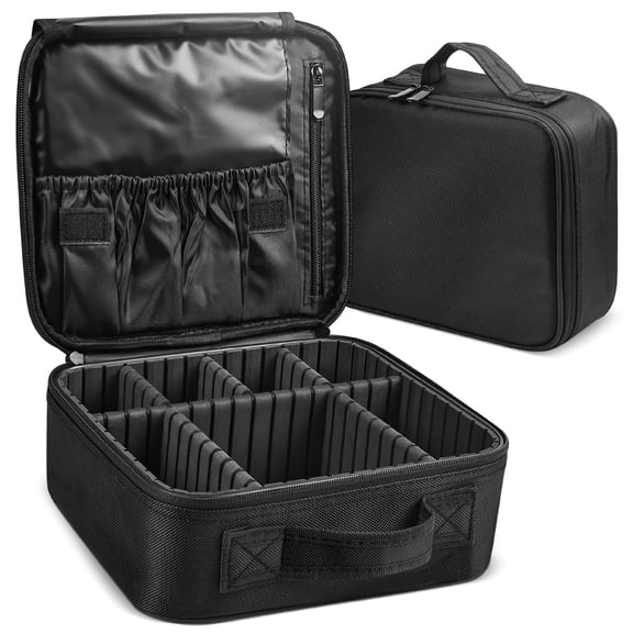 Mber Travel Makeup Bag Organizer with Makeup Brush Holder, Vanity Makeup Bag with Compartments, Makeup Travel Case, Makeup Train Case for Cosmetic