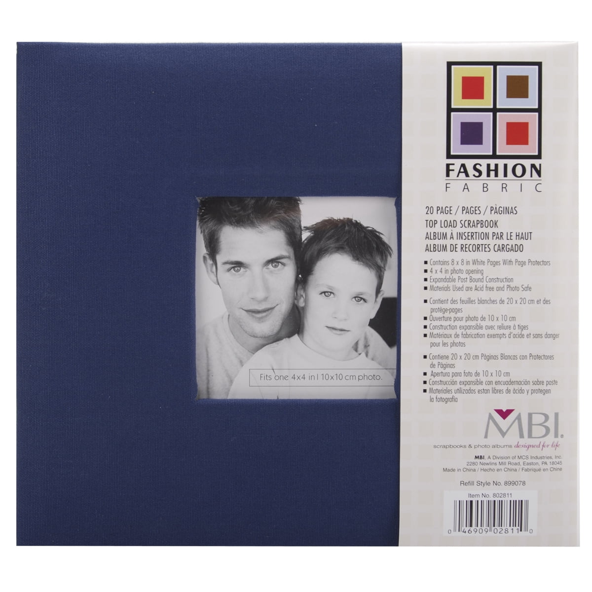 Mbi Fashion Fabric Post Bound Album W/Window 8"X8"-Blue