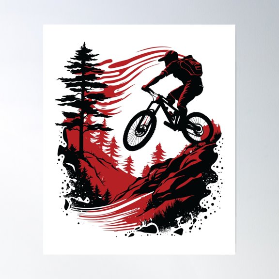 Mbr Mountain Biker Poster Wall Art, Modern Wall Decor, 8x12 UNFRAMED