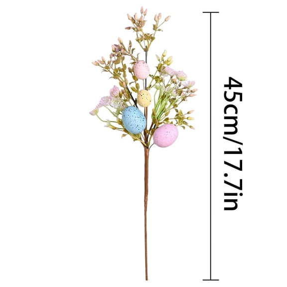 Mbvtdt Artificial Easter Stems,Spring Berry Picks with Easter Eggs Daisy Colorful Berries Leaves Twig Branches,Spring Floral Sticks,Fake Flowers,for Floral Vase Arrangement-Centerpiece
