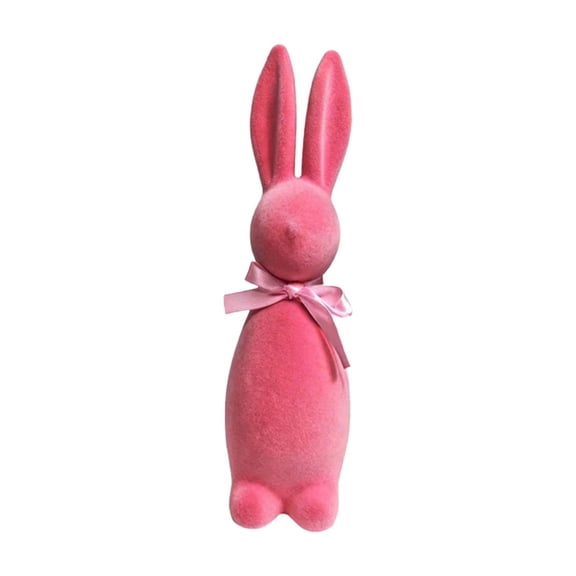 Mbvtdt Bunny Decor,Moss Flocked Resin Rabbit Figurines Green Furry Easter Bunny Statue,Easter Themed Flocked Bow Standing Bunny,Simulated Plushs Rabbits Ornament