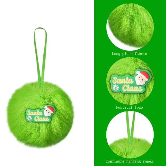 Furry Christmas Tree Pendant Ornaments with Ribbon for Party Decorations, Imitation Balls for Festive Home Decor