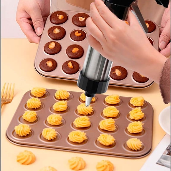 Mbvtdt Cookie Press Gun Kit,13 Cookie Discs+8 Icing Nozzles+6 cleaning brushes,Christmas Treats & Dessert Decorating,Easy Squeeze Maker & Shooter,for Effortless Cookie,Gifts for Women Bakers,Black